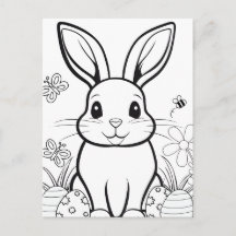 Colour Your Own! Easter Bunny Postcard
