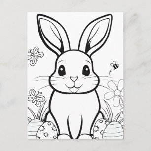 Colour Your Own! Easter Bunny Postcard