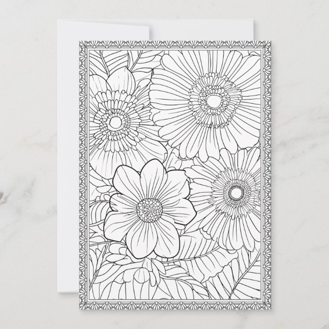 Colour Your Own Elegant Floral Greeting Card (Front)