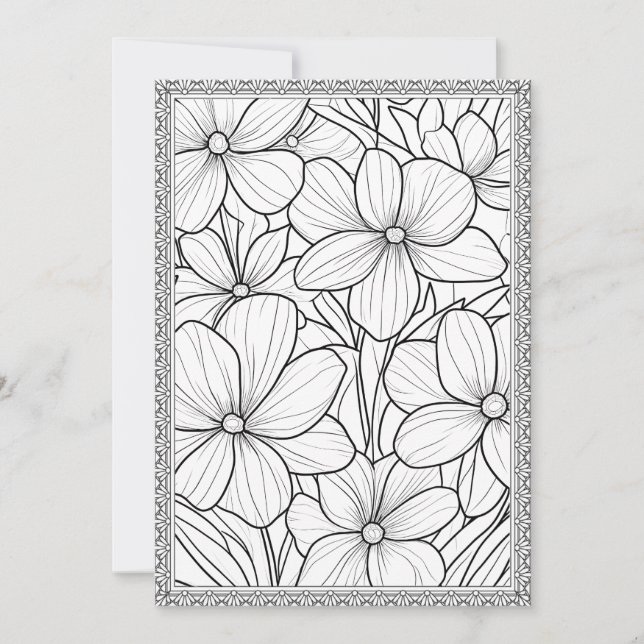 Colour Your Own Elegant Floral Greeting Card (Front)