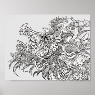 Colour your Own Enchantment Dragon Poster