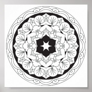 Colour-Your-Own Floral Mandala 060517_4 Poster
