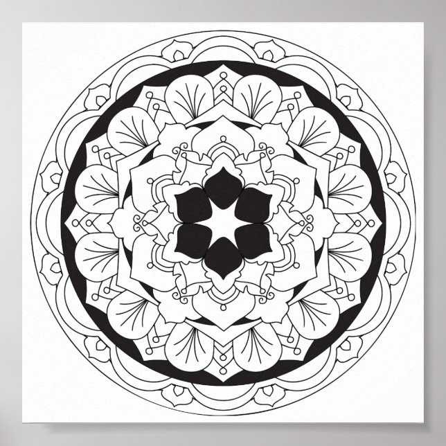 Colour-Your-Own Floral Mandala 060517_4 Poster (Front)