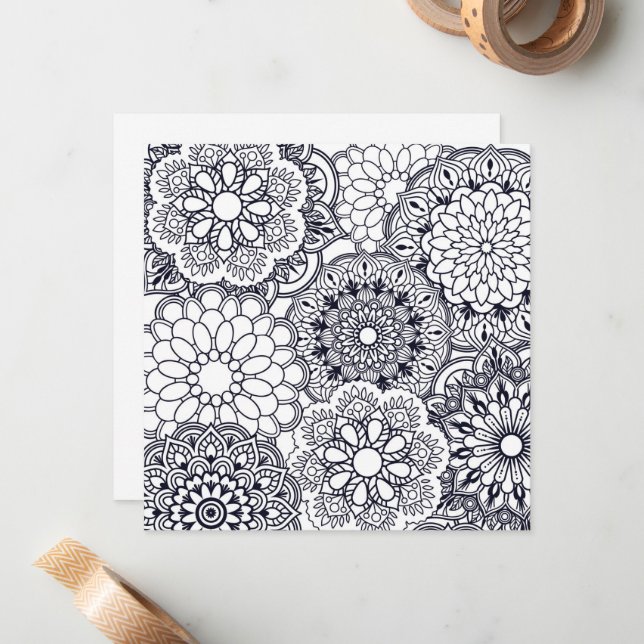 Colour Your Own Floral Mandalas Card (Front/Back In Situ)