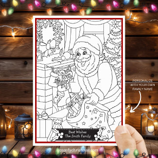 Colour Your Own Fun Personalised Christmas Santa Holiday Card