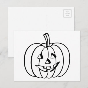 Colour-Your-Own Halloween Jack-O-Lantern Pumpkin Postcard