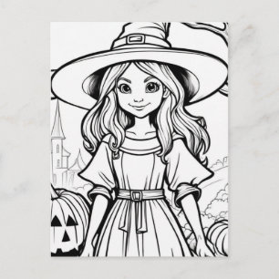 Colour Your Own! Halloween Witch Postcard