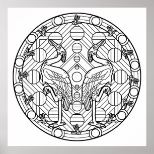 Colour Your Own Heron Mandala Colouring Poster