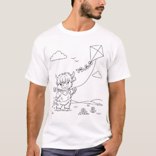 Colour‑Your‑Own Highland Cow Men’s T‑Shirt  T-Shirt
