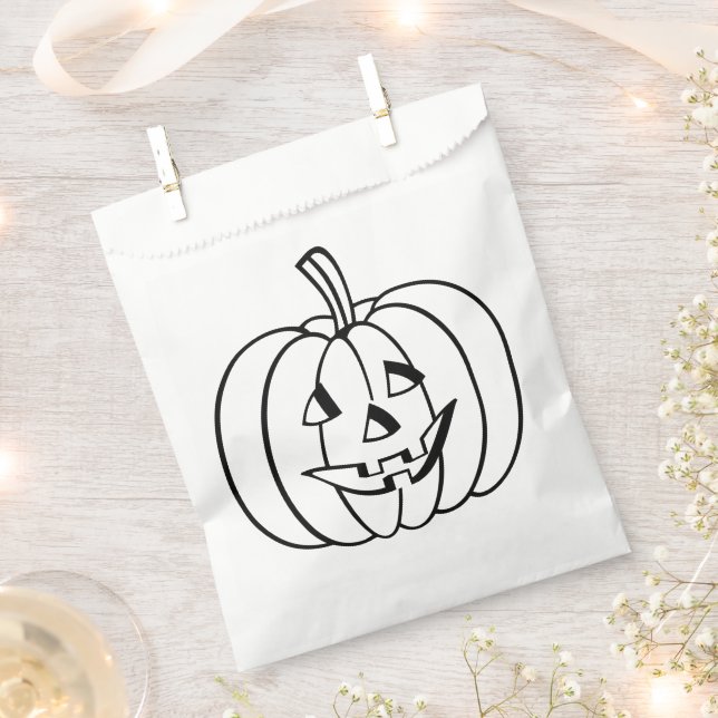 Colour-Your-Own Jack-O-Lantern Halloween Pumpkin Favour Bags (Clipped)