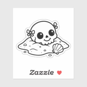 Colour Your Own Kawaii Skull Sand Seashell