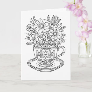 Colour Your Own Mother's Day Card - Floral Teacup