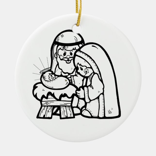 Colour your own nativity scene ceramic ornament (Front)
