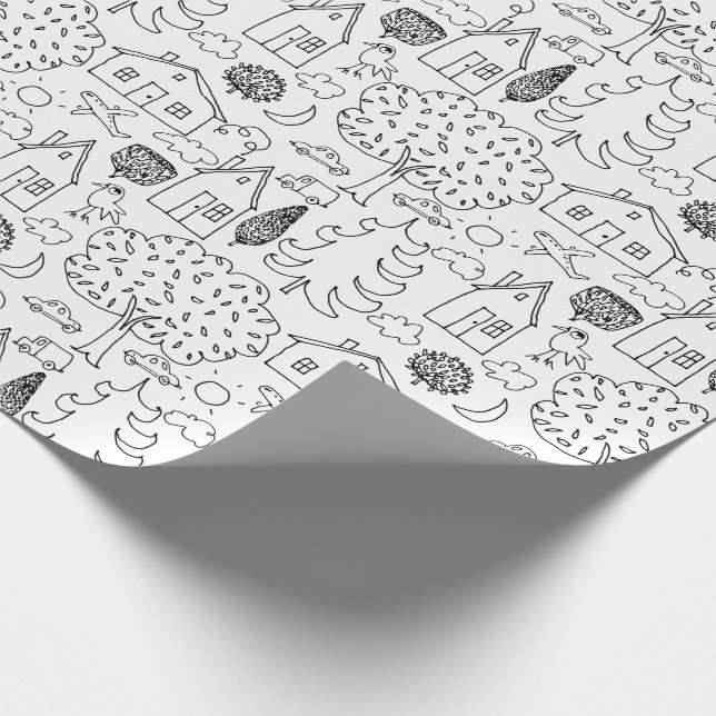 Colour Your Own Neighbourhood Wrapping Paper (Corner)