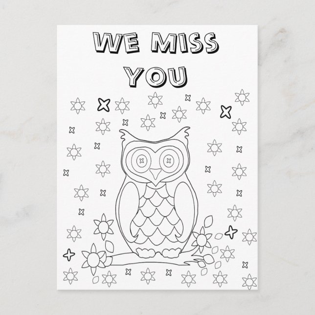 Colour Your Own Owl DIY Gifts Postcard (Front)