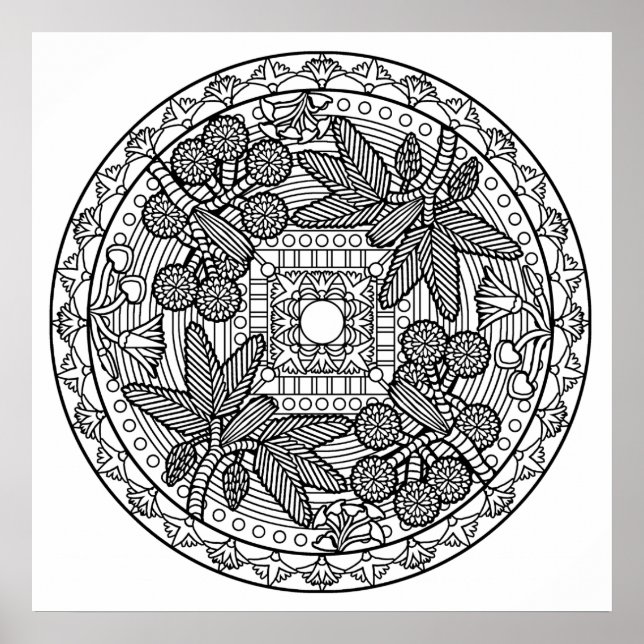 Colour Your Own Palm Tree Mandala Colouring Poster (Front)