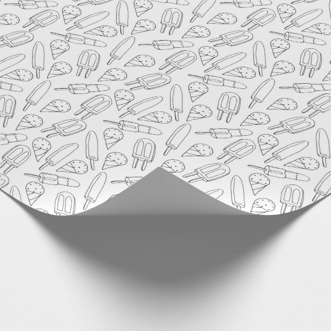 Colour Your Own Popsicle and Ice Cream Pattern Wrapping Paper (Corner)