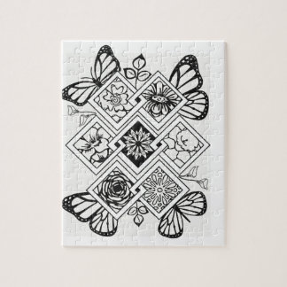 Colour your own puzzle butterfly flowers