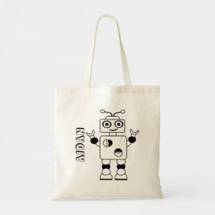 Colour Your Own Robot Kids Personalised Colouring Tote Bag
