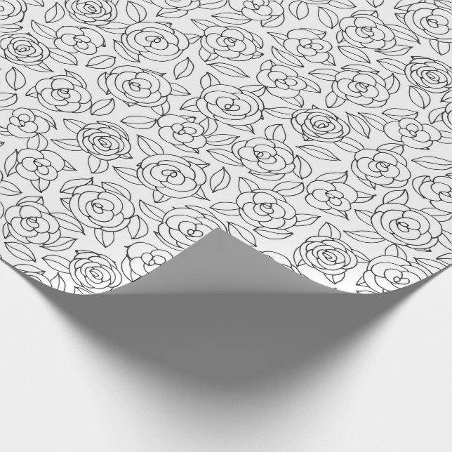 Colour Your Own Roses Pattern Wrapping Paper (Corner)