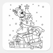 Colour Your Own Santa and Reindeer 