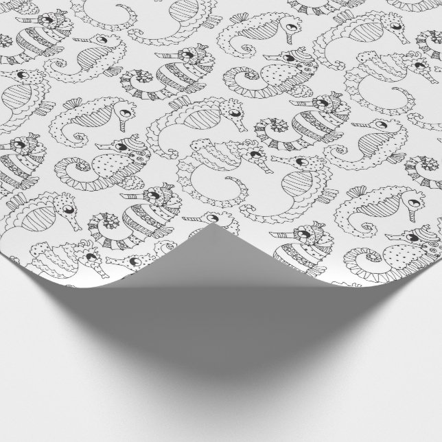 Colour Your Own Seahorses Wrapping Paper (Corner)