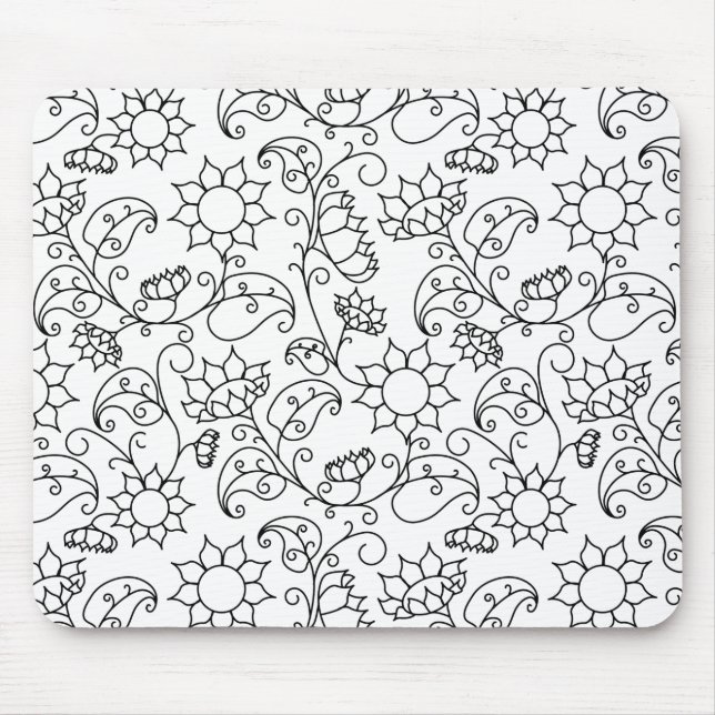 Colour Your Own Sunflower Floral Pattern  Mouse Mat (Front)
