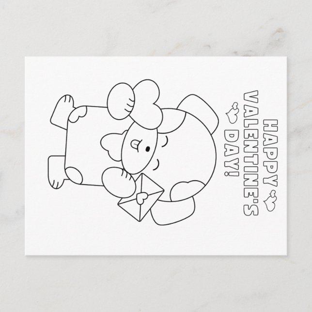 colour your own valentine for kids postcard (Front)