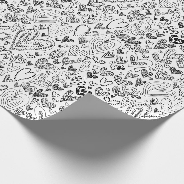 Colour Your Own Valentine's Day Hearts Wrapping Paper (Corner)