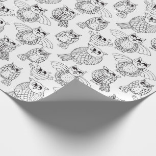 Colour Your Own Whimsical Owls Wrapping Paper