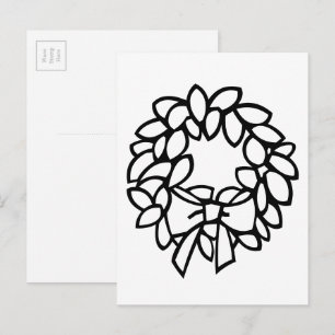 Colour-Your-Own Wreath with Bow Postcard