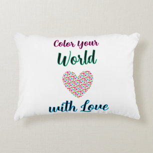 Colour Your World with Love - Vibrant Heart Design Decorative Cushion