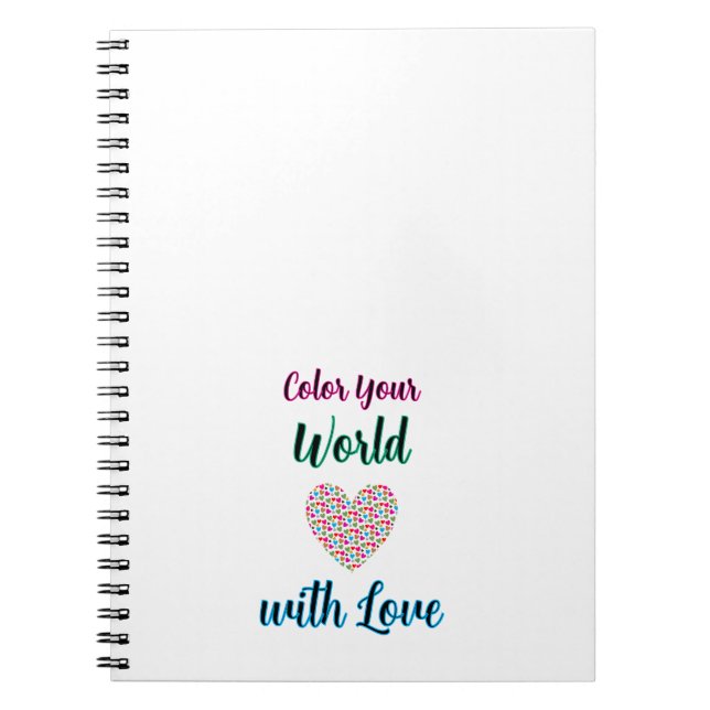 Colour Your World with Love - Vibrant Heart Design Notebook (Front)