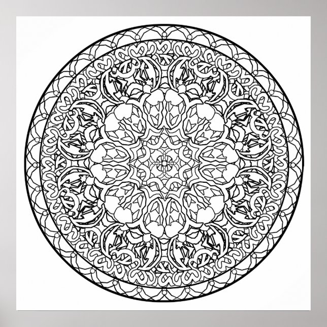 Colour Yourself Mandala Poster Abstract Shapes Art (Front)