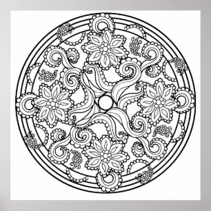Colour Yourself Mandala Poster Paisley Sea