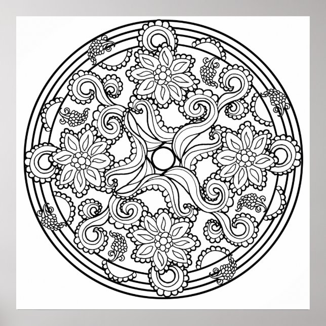 Colour Yourself Mandala Poster Paisley Sea (Front)