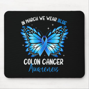 Colourectal blue butterfly colon cancer awareness mouse mat