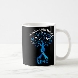 Colourectal cancer awareness blue ribbon tree coffee mug