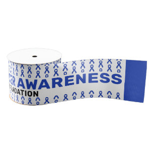 Colourectal Cancer Awareness Pattern Ribbon Grosgrain Ribbon
