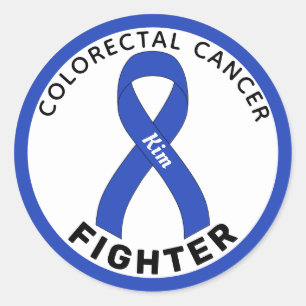 Colourectal Cancer Fighter Ribbon White Classic Round Sticker