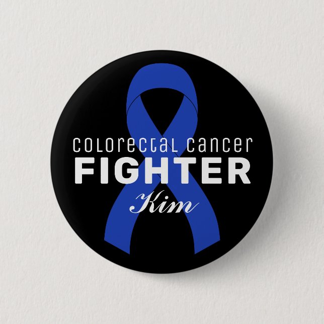Colourectal Cancer Ribbon Black Button (Front)