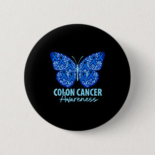 Colourectal colon cancer awareness blue ribbon 6 cm round badge