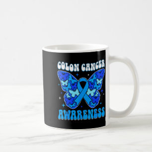 Colourectal colon cancer awareness blue ribbon coffee mug