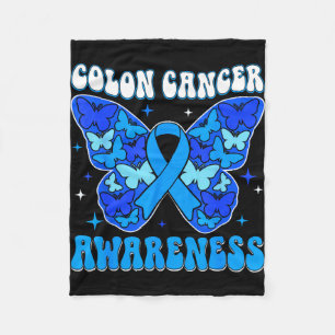 Colourectal colon cancer awareness blue ribbon fleece blanket