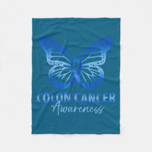 Colourectal colon cancer awareness blue ribbon fleece blanket