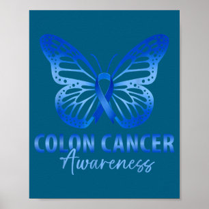 Colourectal colon cancer awareness blue ribbon poster