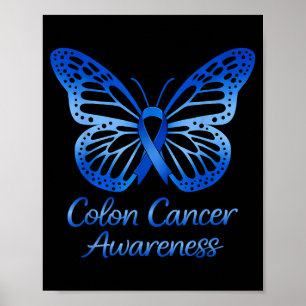 Colourectal colon cancer awareness blue ribbon poster