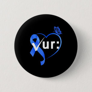 Colourectal colon cancer awareness month check 6 cm round badge