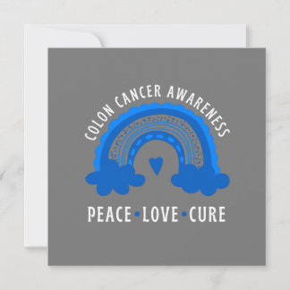 Colourectal Colon Cancer Awareness Peace Love Cure Card