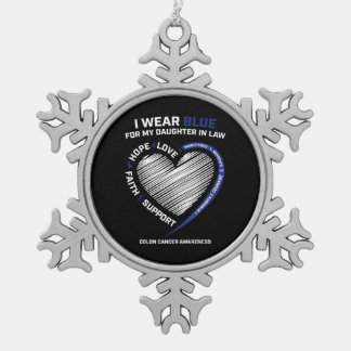 Colourectal Daughter In Law Colon Awareness Snowflake Pewter Christmas Ornament